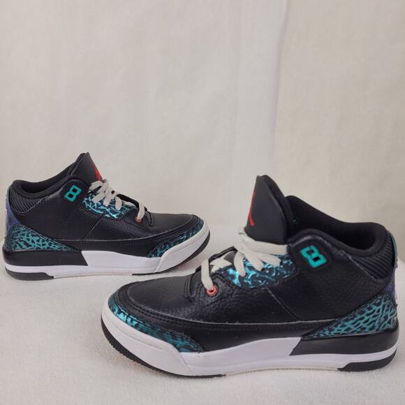 Jordan 3 retro Moto black hyper jade Size 1Y - Picture 4 of 8